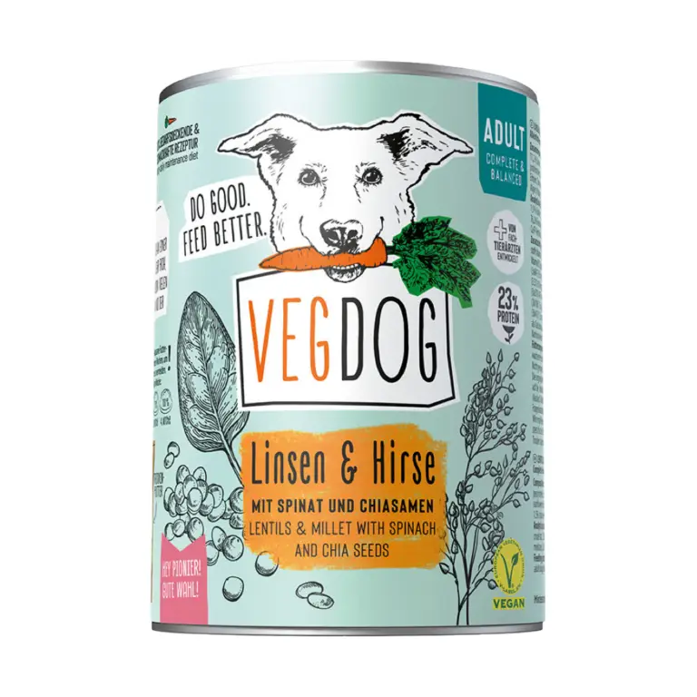 VegDog Vegansk Vådfoder Med Linser & Hirse