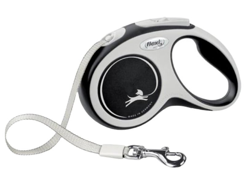 Flexi New Comfort Rulleline M/Bånd Sort/Grå