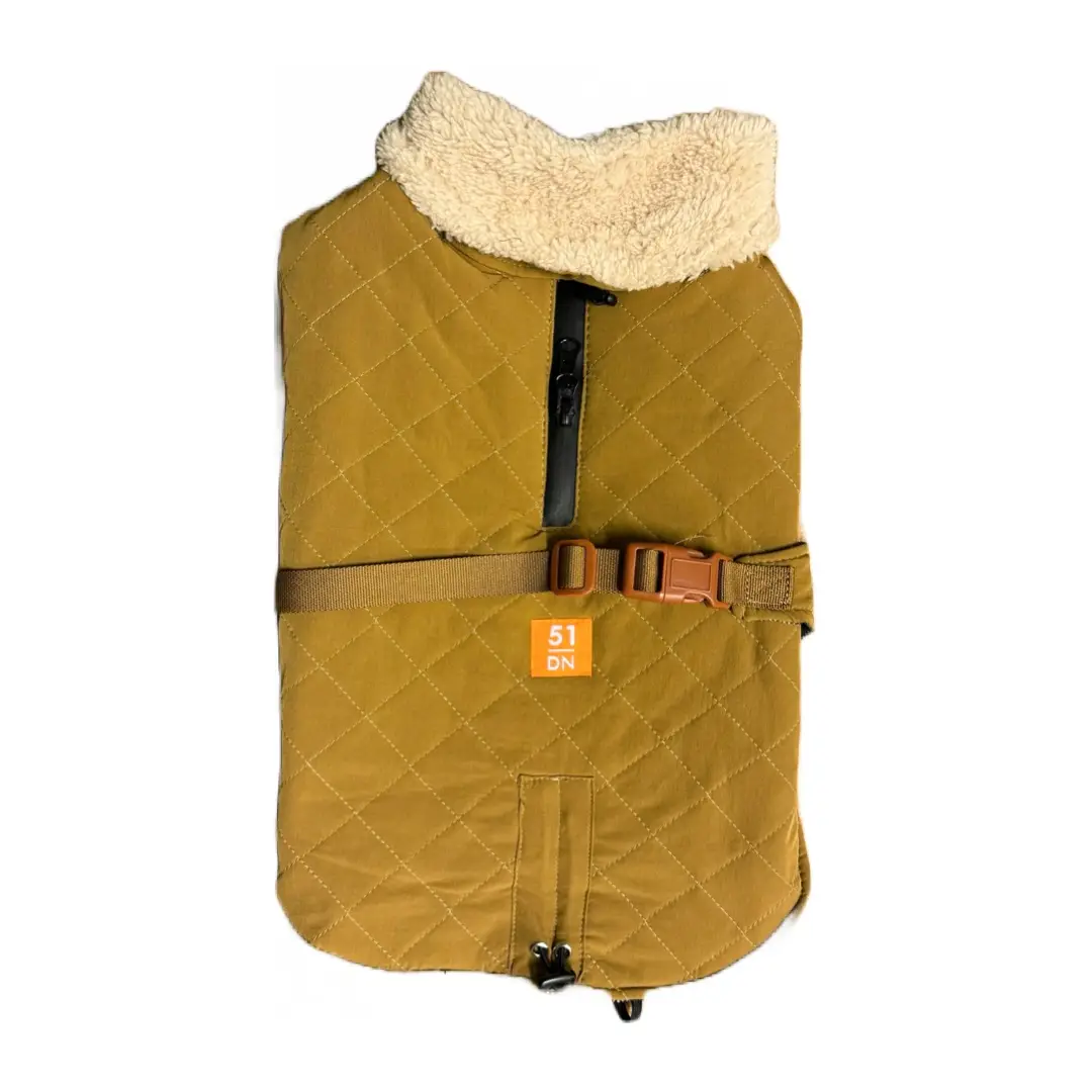 51DN Quilted Walker Camelfarvet Hundejakke M/Mavevarmer - Billede 2