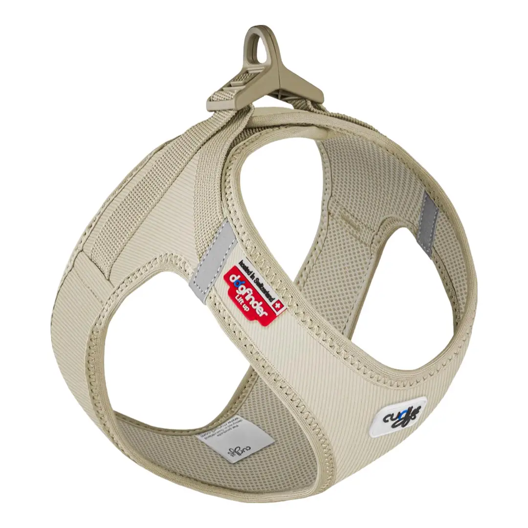 Curli Vest Clasp Fløjlsstof Step-In Hundesele Beige