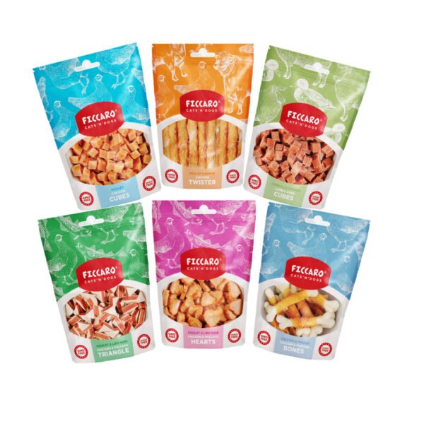 Ficcaro Hundesnacks - 6 Poser Blandede Varianter