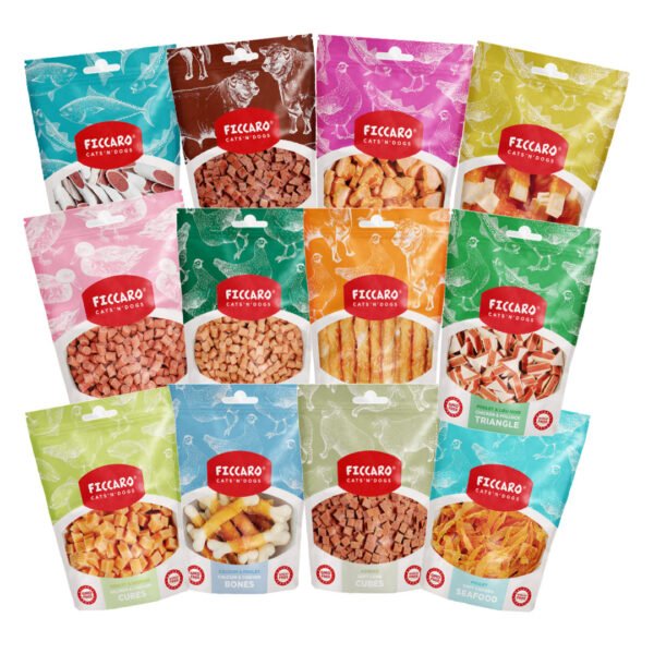 Ficcaro Hundesnacks - 12 Poser Blandede Varianter