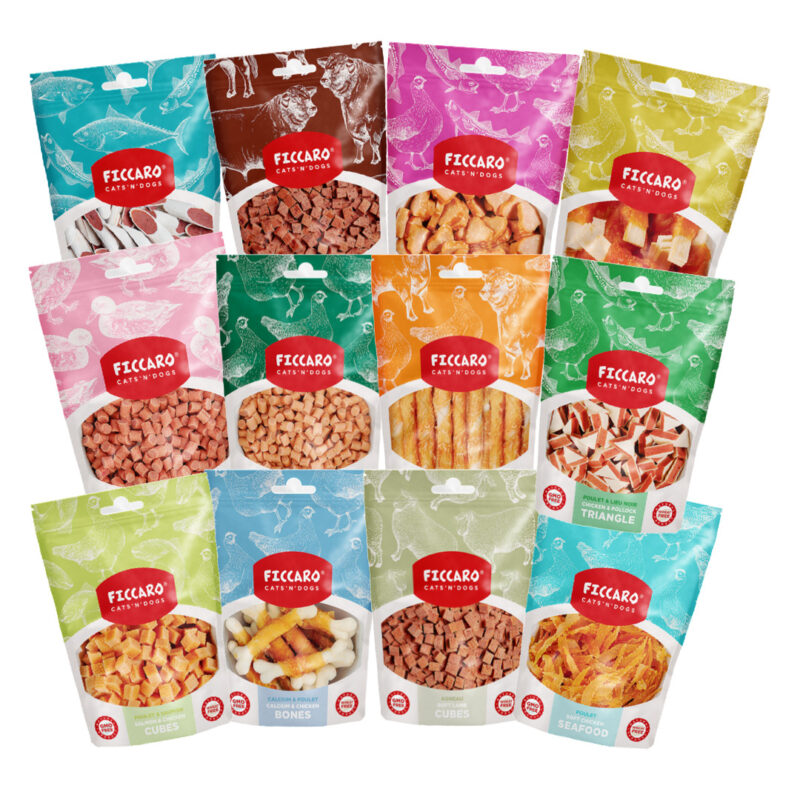 Ficcaro Tilbud Hundesnacks - 12 Poser Blandede Varianter