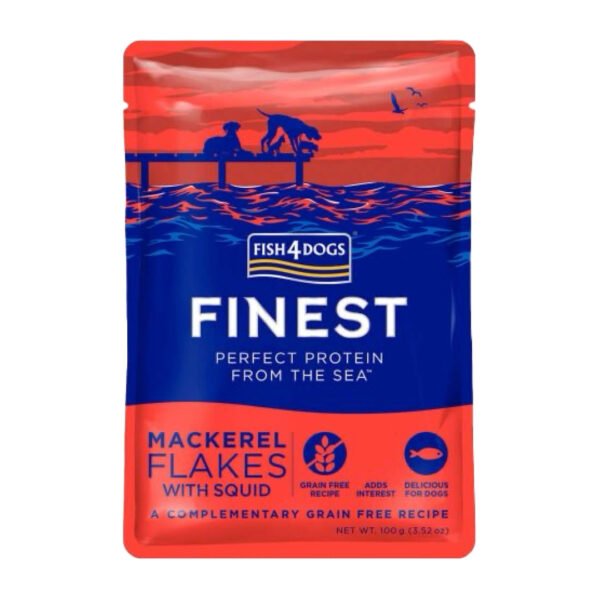Fish4Dogs Finest Flakes Makrel M/Blækstrutte Vådfoder 100 g