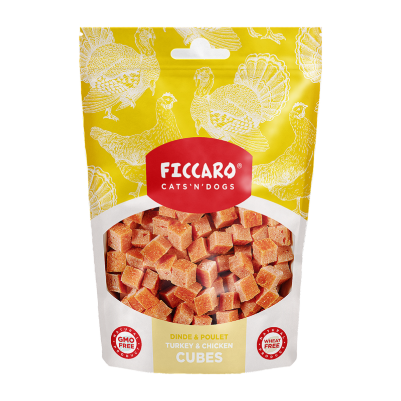 Ficcaro Godbidder Soft Cubes M/Kylling & Kalkun 100 g