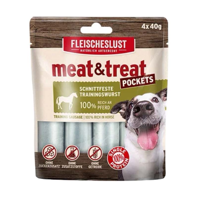 Meat & Treat Pockets Træningspølser M/Hest 4x40 g