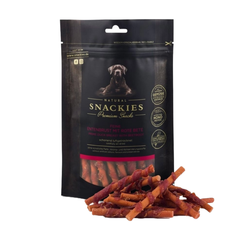 Snackies Lufttørret Andebryst M/Rødbede Hundegodbidder 80g