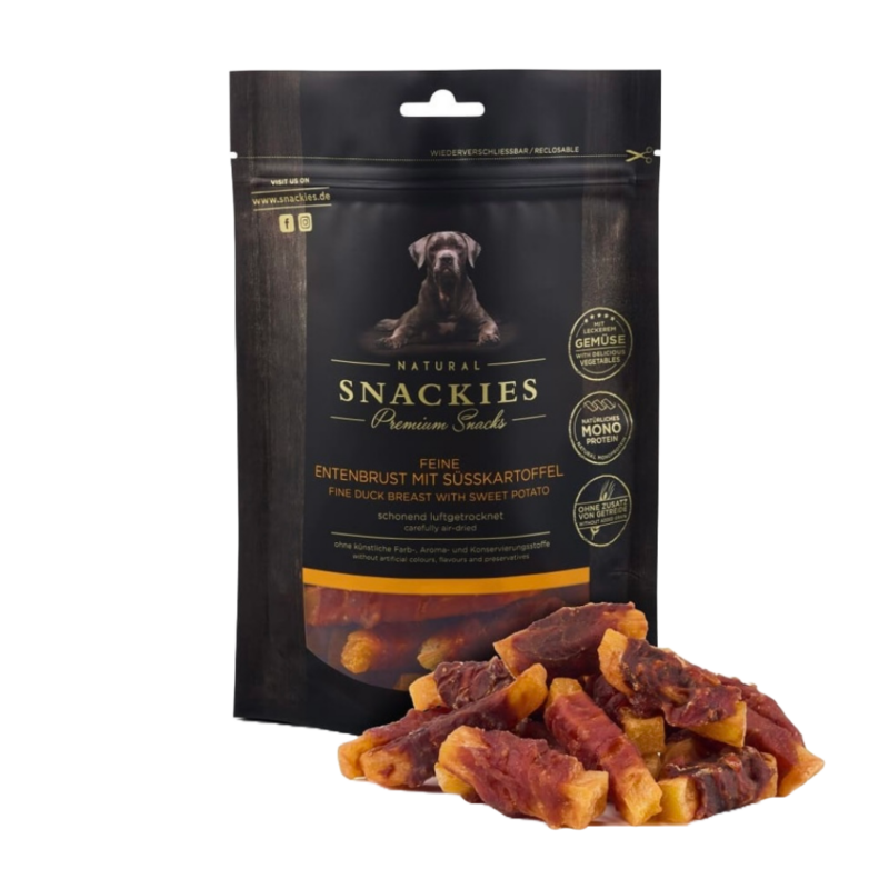 Snackies Lufttørret Andebryst & Sødkartoffel Hundegodbidder 170 g