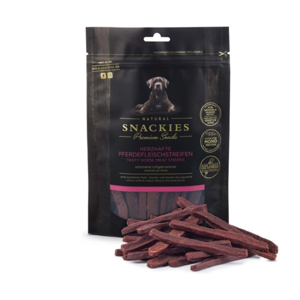 Snackies Lufttørret Hestekøds Stripes Hundegodbidder 80g