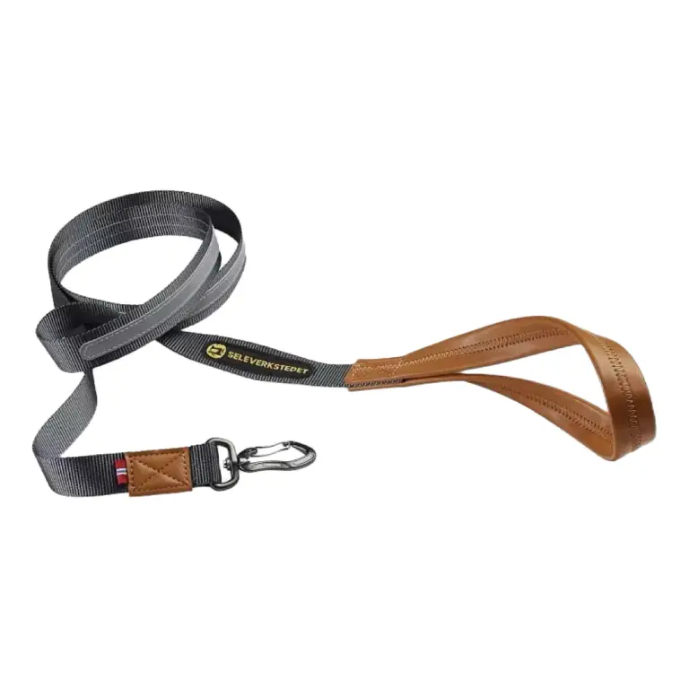 Seleverkstedet Link Hundesnor Grå Med Vegansk Læderhåndtag