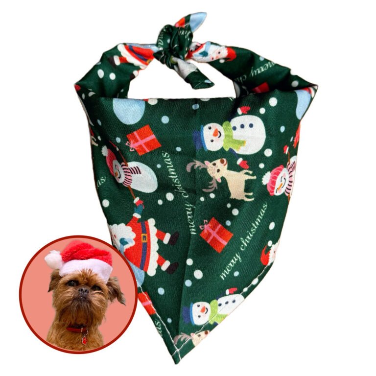 Julebandana Charmeklud Til Hunde Julemotiv Med Snemænd Grøn