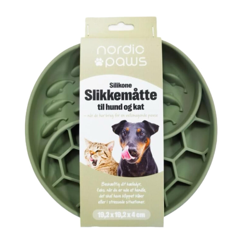 Nordic Paws Rund Slikkemåtte & Slowfeeder Grøn