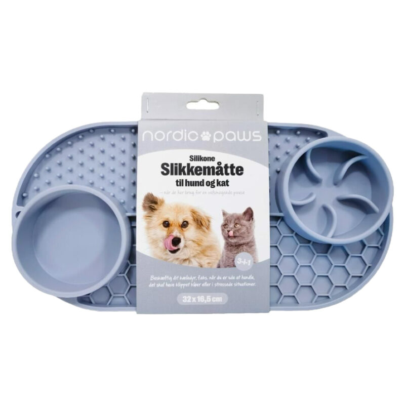 Nordic Paws 3in1 Slikkemåtte & Slowfeeder Grå