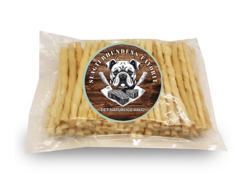 80 stk. Tyggepinde Twisted Sticks Oksehud 12 cm