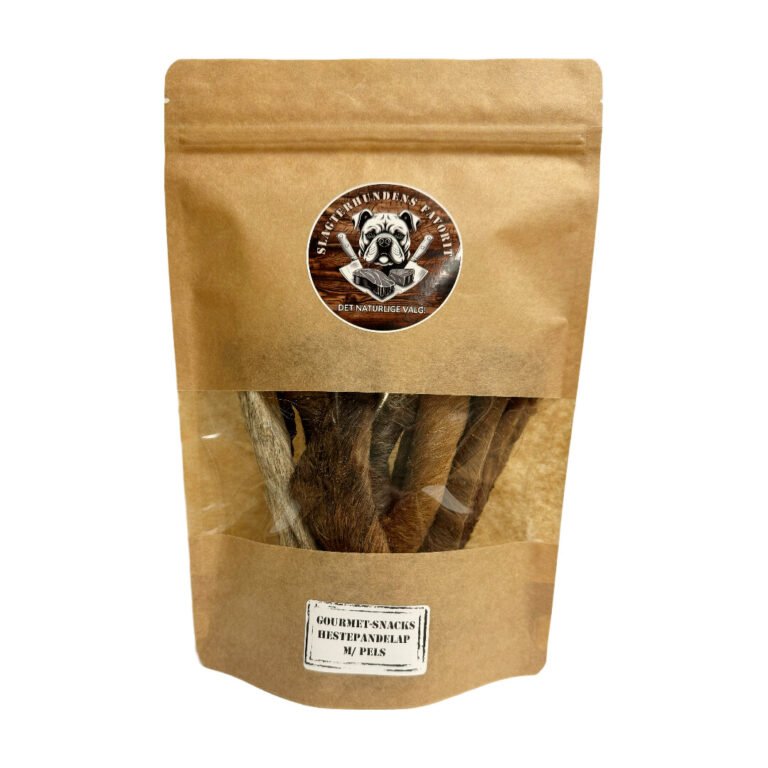 Slagterhundens Gourmet-Snack Hestepandelapper Med Pels Naturlig Hundesnack 150 g