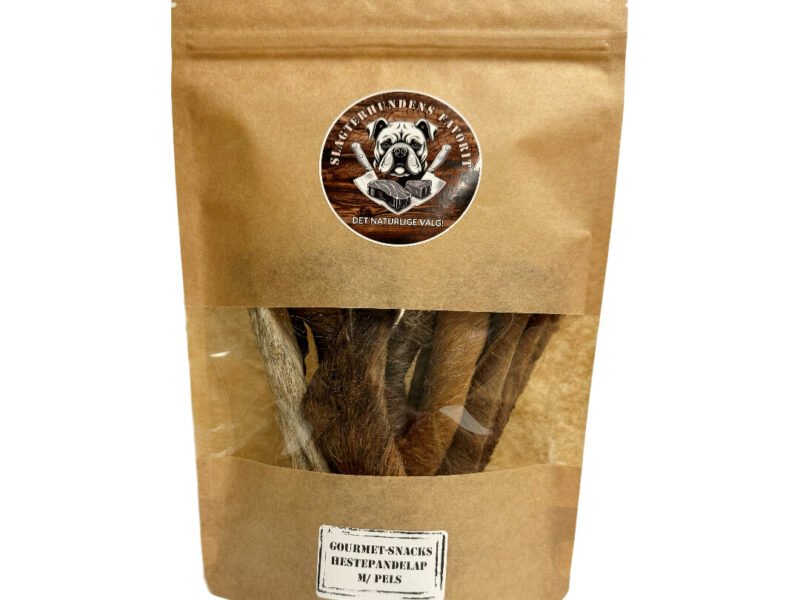 Slagterhundens Gourmet-Snack Hestepandelapper Med Pels Naturlig Hundesnack 150 g