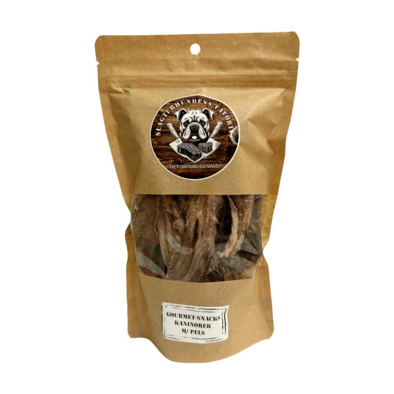 Slagterhundens Gourmet-Snack Kaninører Med Pels Naturlig Hundesnack 150 g