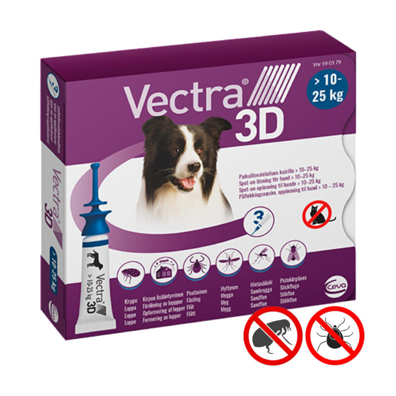 Vectra 3D Loppe Og Flåtmiddel Mellem Hund (10-25 kg) 3 Pipetter