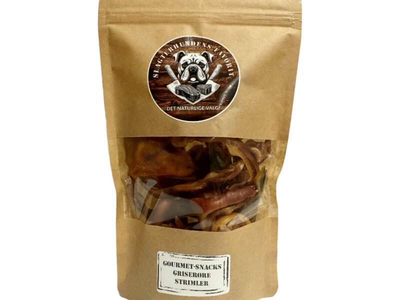 Slagterhundens Gourmet-Snack Griseøre Strimler Naturlig Hundesnack 200 g