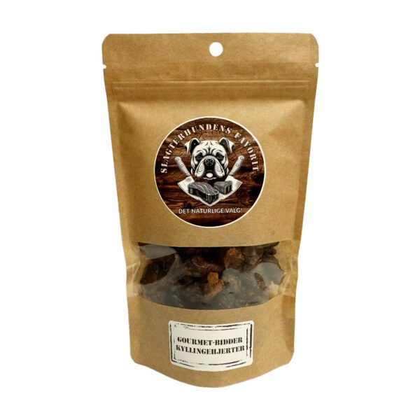 Slagterhundens Gourmet-Snack Kyllingehjerter Naturlig Hundesnack 100 g