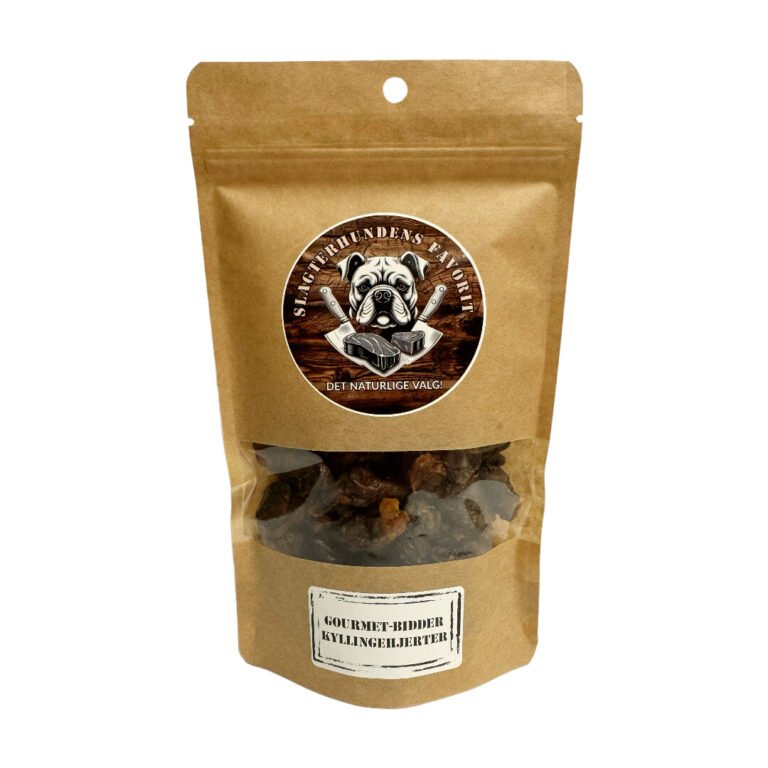 Slagterhundens Gourmet-Snack Kyllingehjerter Naturlig Hundesnack 100 g