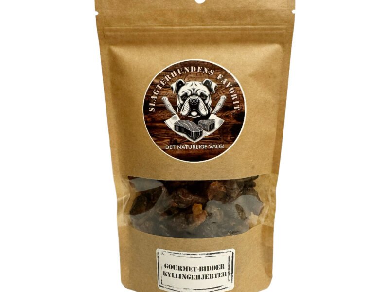 Slagterhundens Gourmet-Snack Kyllingehjerter Naturlig Hundesnack 100 g