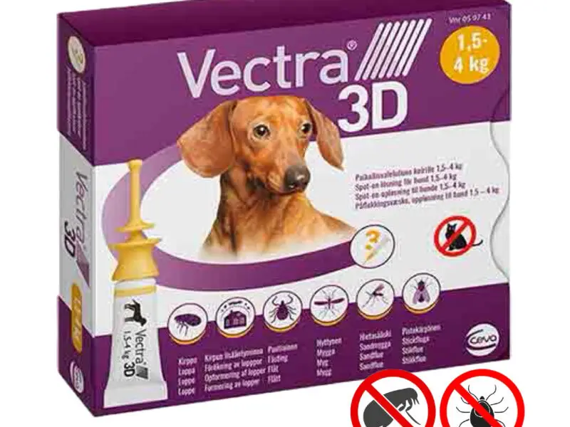 Vectra 3D Loppe Og Flåtmiddel Lille Hund (1,5-4 kg) 3 Pipetter