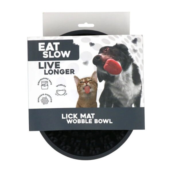 Eat Slow Lick Mat Wobble Bowl Sort Skåleformet Slikkemåtte - Image 3
