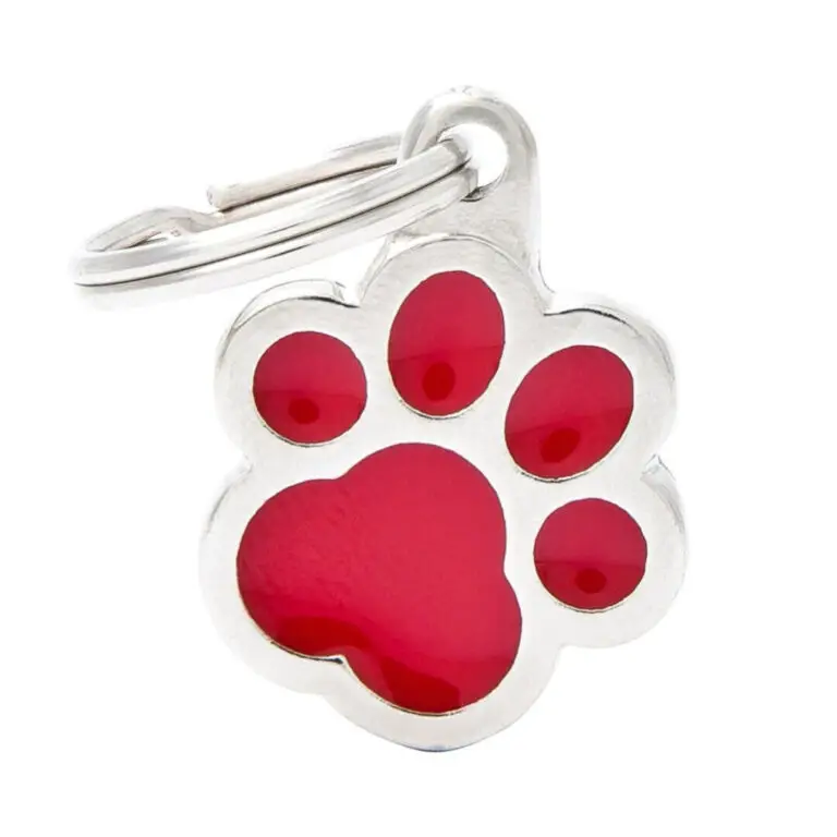 MyFamily Hundetegn Rød og Sølv Pote