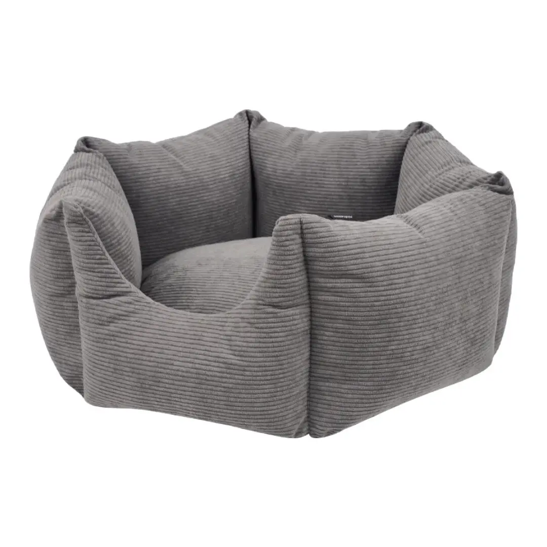 Nordic Paws Comfyhex Grå Fløjlsstof Hundeseng - Billede 3