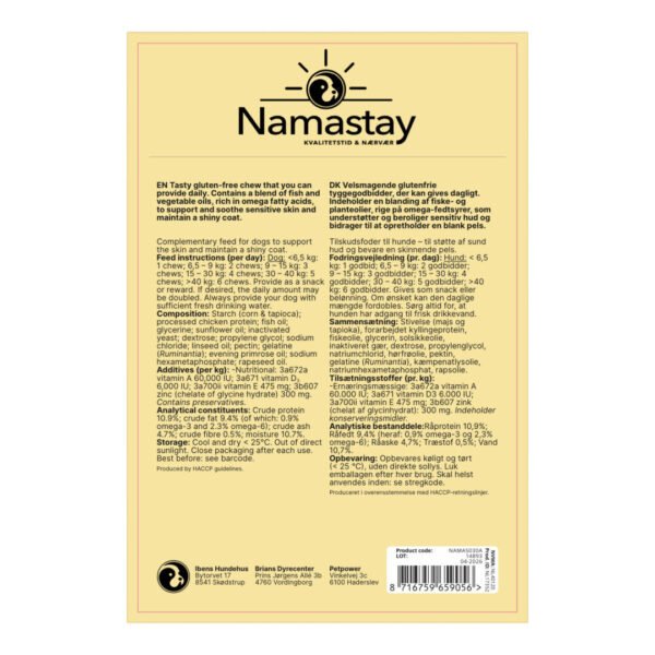 Namastay Healthy Chews Skin & Coat+ 60 stk - Billede 3