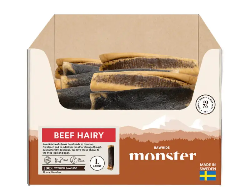 Monster Kraftig Tyggerulle Beef Hairy Inside-Out 20 cm