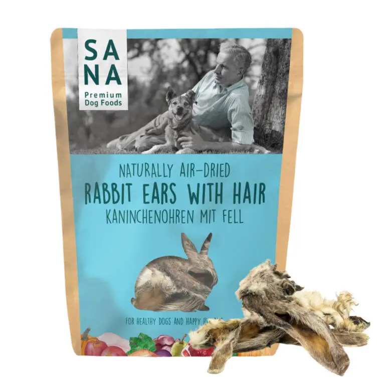 SanaDog Lufttørrede Kaninører Med Pels Natursnack 700 g