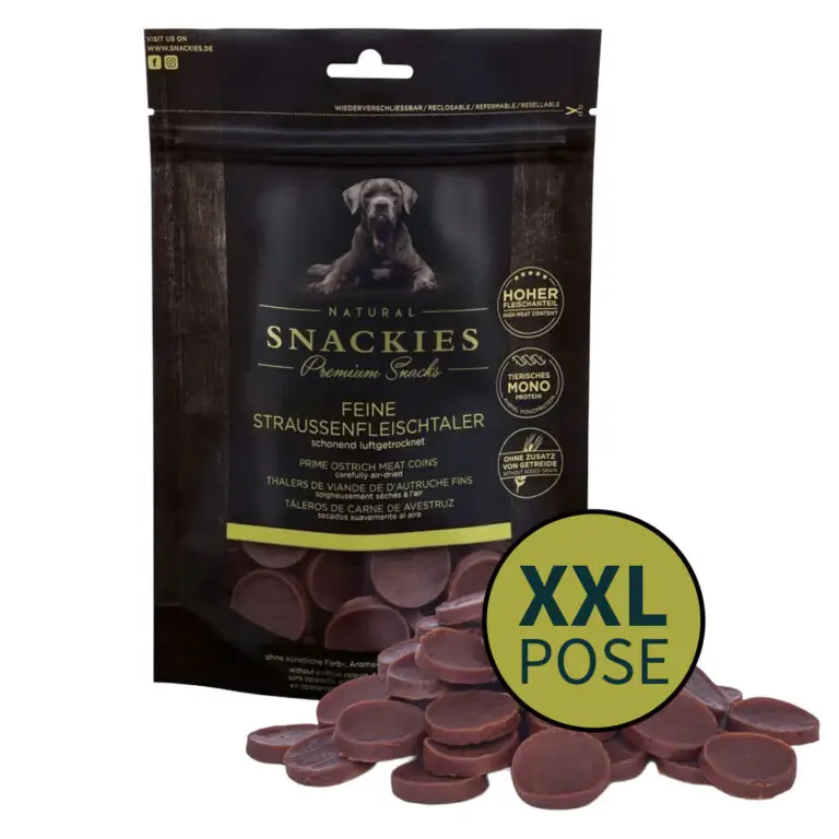 Snackies XXL Pose Strudsekød Coins Hundegodbidder 400 g