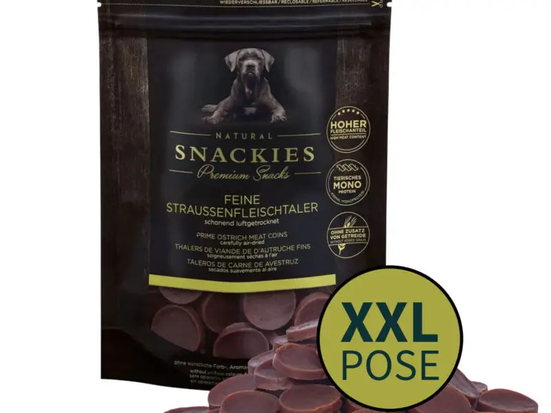 Snackies XXL Pose Strudsekød Coins Hundegodbidder 400 g