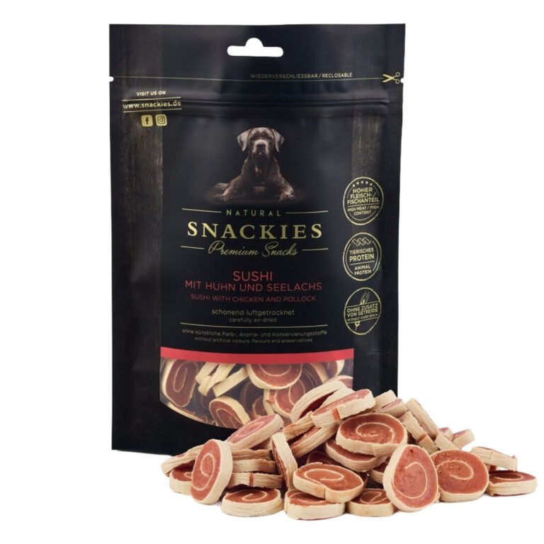 Snackies Lufttørret Sushi Med Kylling & Sej Hundegodbidder 180 g