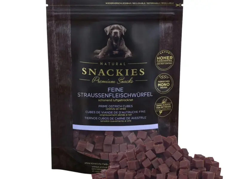 Snackies Lufttørret Strudsetern Hundegodbidder 150 g