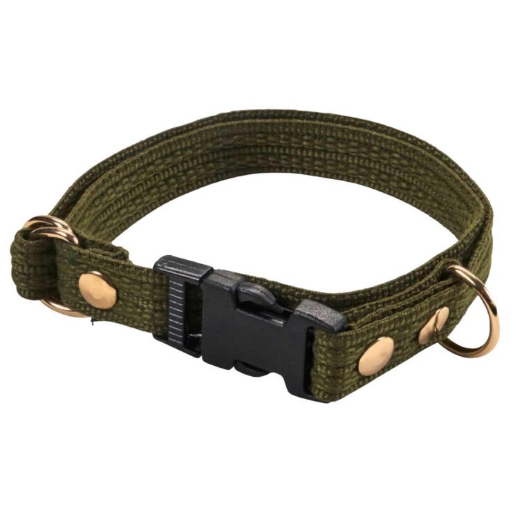 Fenriz Halsbånd Webbing Grøn / Messing