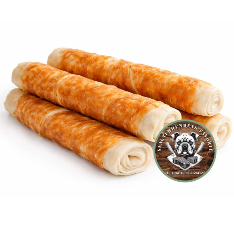 Slagterhundens Favorit 4 stk. Tyggeben Retrieverrulle Med Kylling Oksehud 23 cm