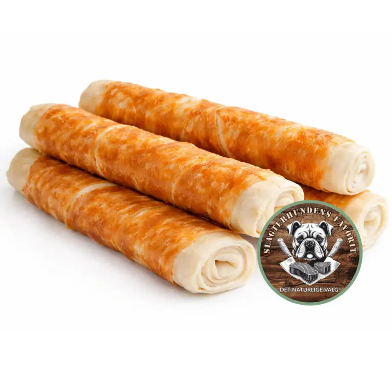 Slagterhundens Favorit 4 stk. Tyggeben Retrieverrulle Med Kylling Oksehud 23 cm