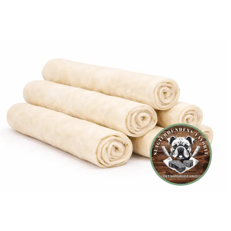 Slagterhundens Favorit 5 stk. Tyggeben Hvid Retrieverrulle Oksehud 23 cm