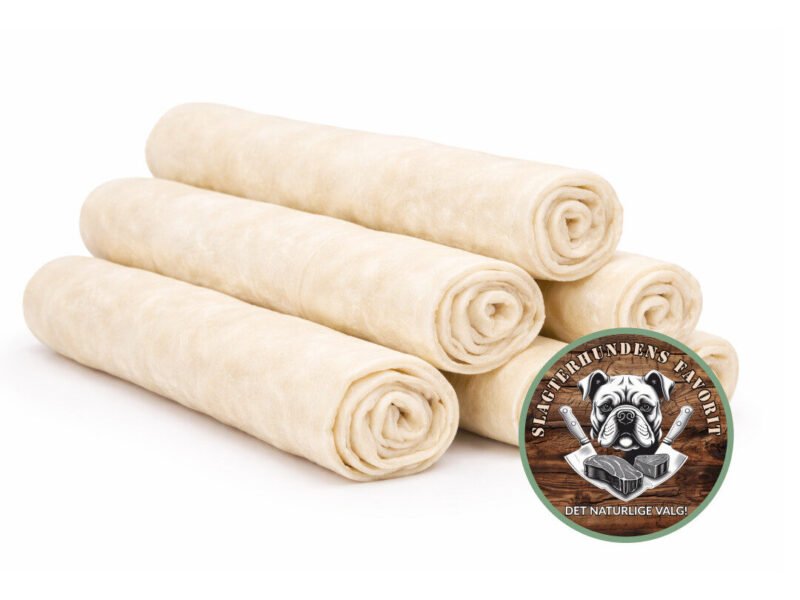 Slagterhundens Favorit 5 stk. Tyggeben Hvid Retrieverrulle Oksehud 23 cm