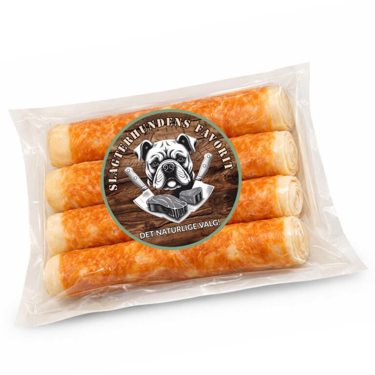 Slagterhundens Favorit 4 stk. Tyggeben Retrieverrulle Med Kylling Oksehud 23 cm