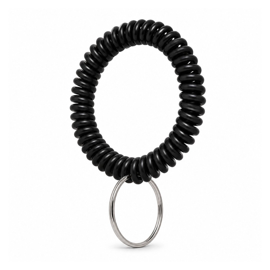 Sort Spiral Armbånd Med Nøglering Til Klikker