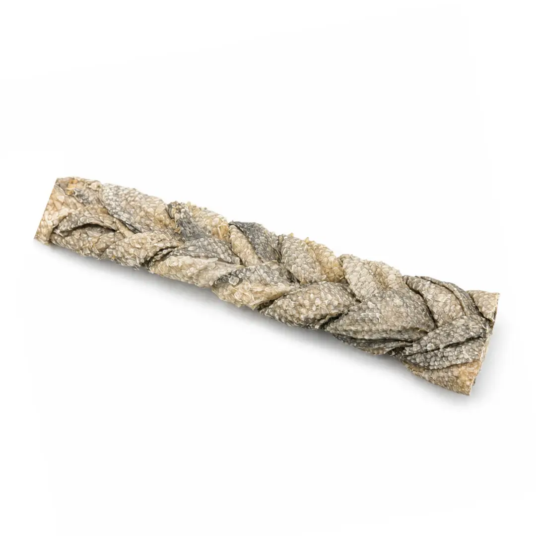 Skipperhundens Favorit Flettet Torskeskind XL Tyggeben 24 cm