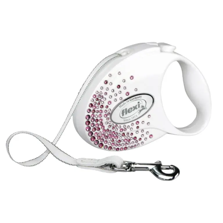 Flexi Glam Splash Rulleline Med Similisten 5 Meter Hvid & Pink